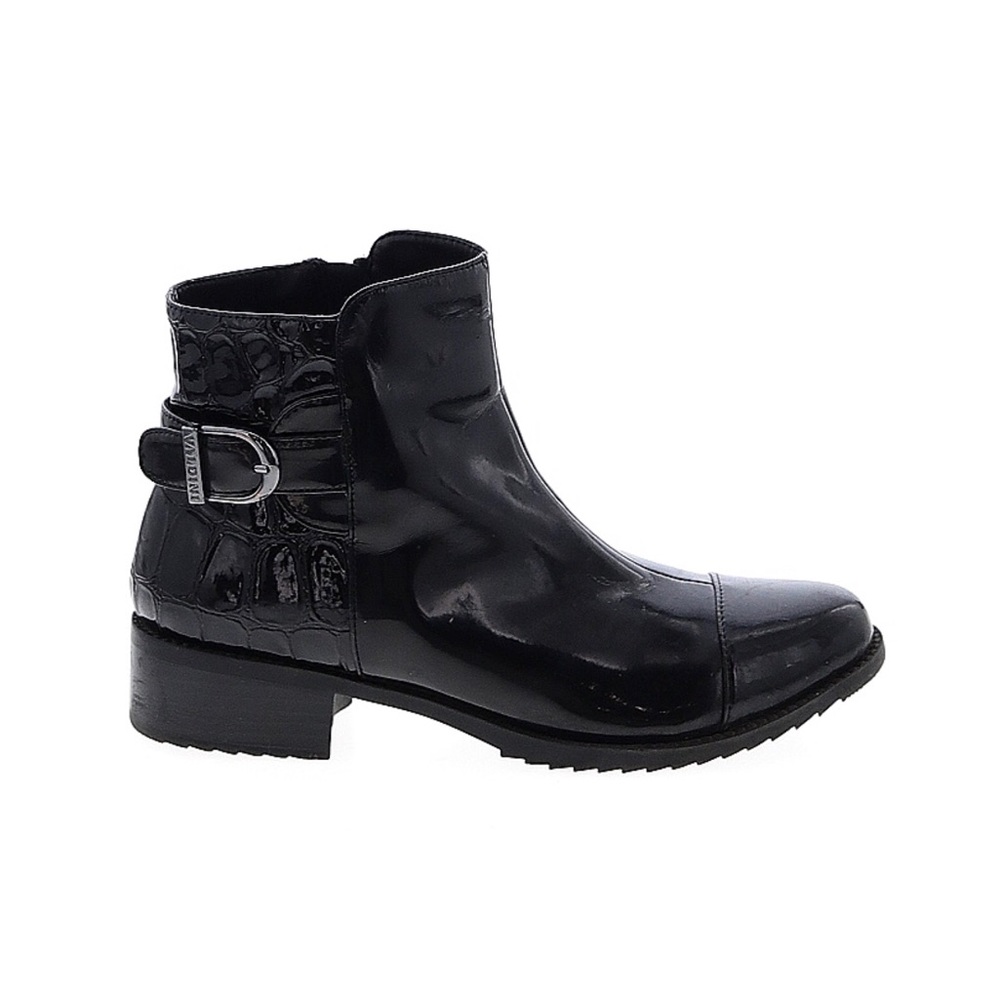 Valdini Black MIA Patent Leather Ankle Moto Boots 6.5